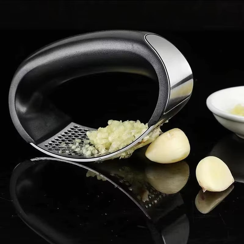 GarlicMaster™ Stainless Steel Garlic Press & Peeler – Manual Garlic Masher, Beater & Crusher